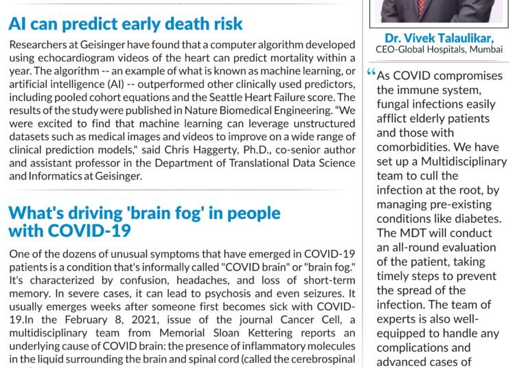 AI can predict early death risk; What’s driving ‘brain fog’ in people with COVID-19