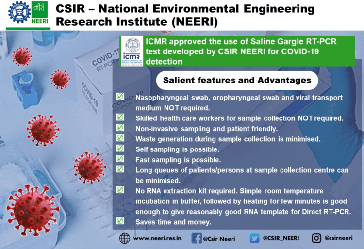 NEERI Nagpur introduces saline gargle RT-PCR testing method
